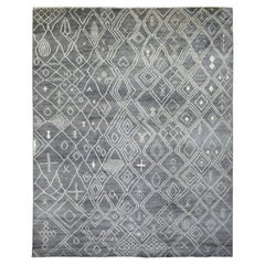 Alfombra Oriental Gris Bereber Marroquí de Lana Pura Anudada a Mano 12'4" x 15'1