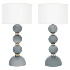 Gray Murano Glass “Incamiciato” Table Lamps
