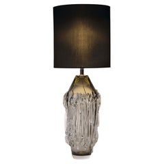 Lampe de table en verre Murano gris 