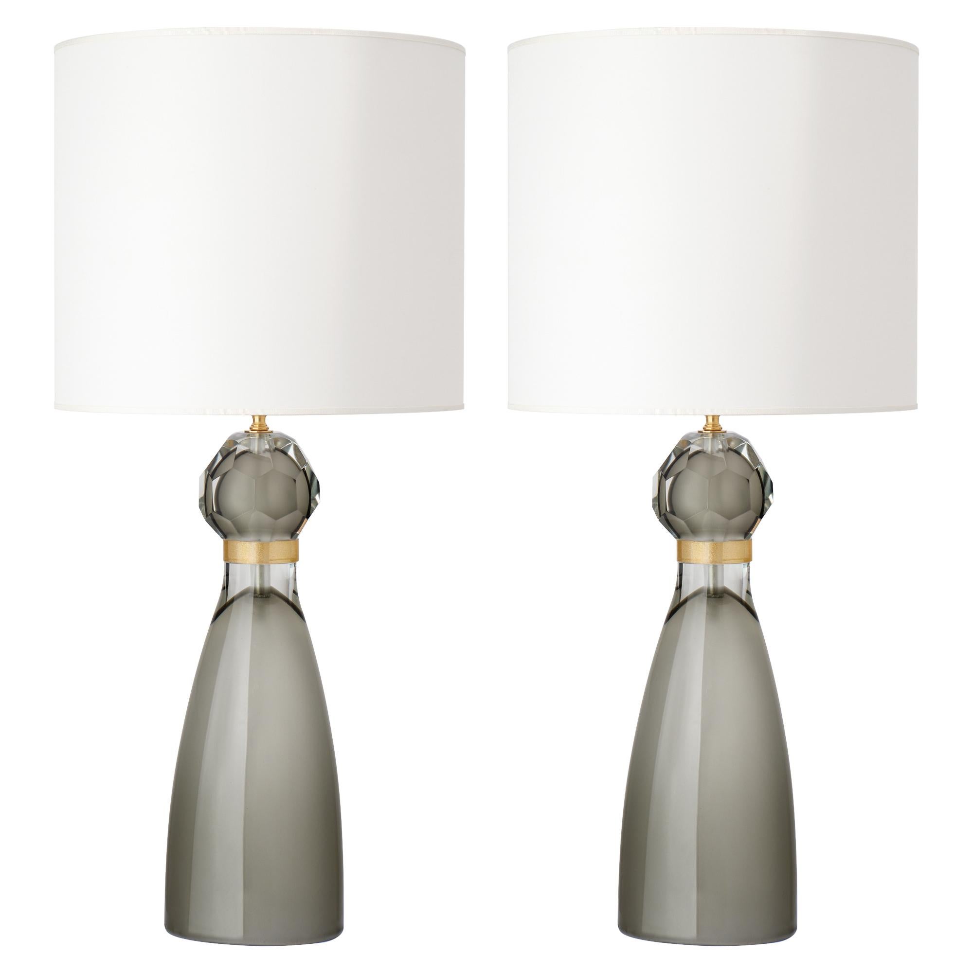 Tischlampen aus Muranoglas in Grau