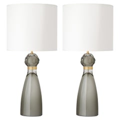 Gray Murano Glass Table Lamps