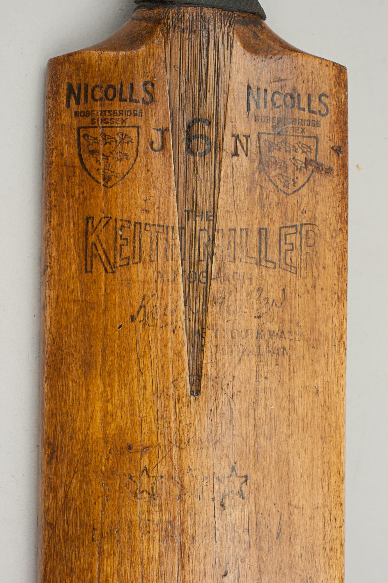 Mid-20th Century Gray Nicolls Keith Miller Autograph Cricket Bat, Toilet Roll Holder