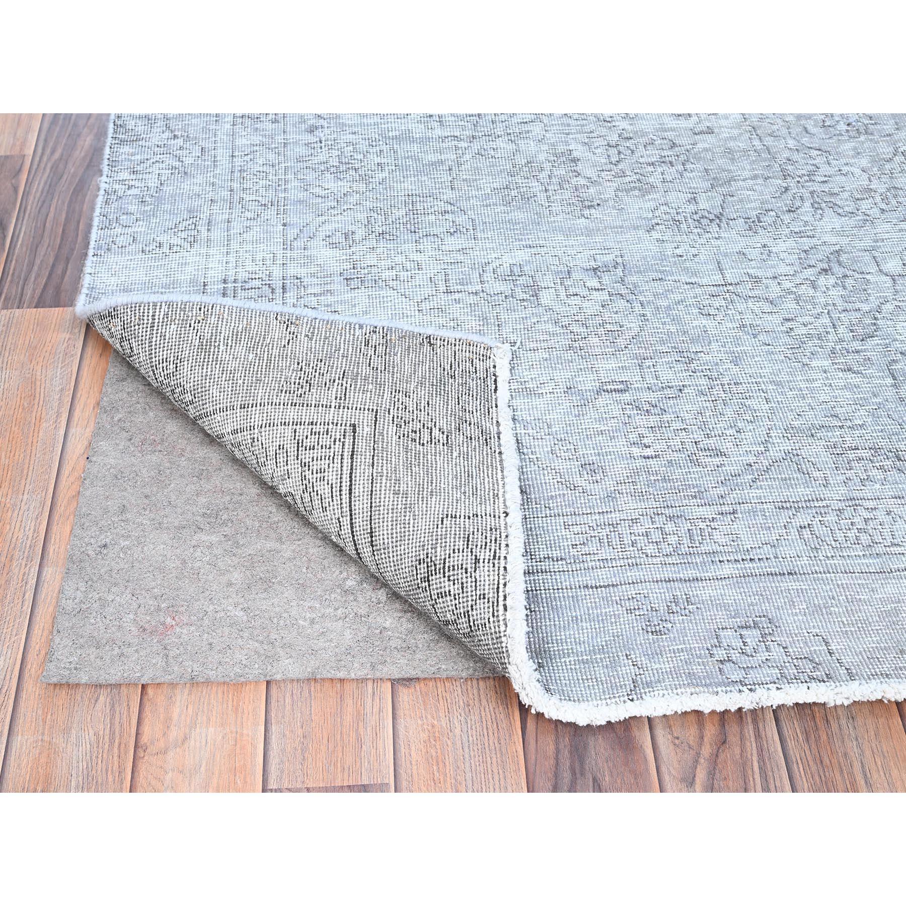 Mid-20th Century Gray Old Persian Tabriz All Over Design Worn Wool Rustic Look Hand Knotted Rug For Sale