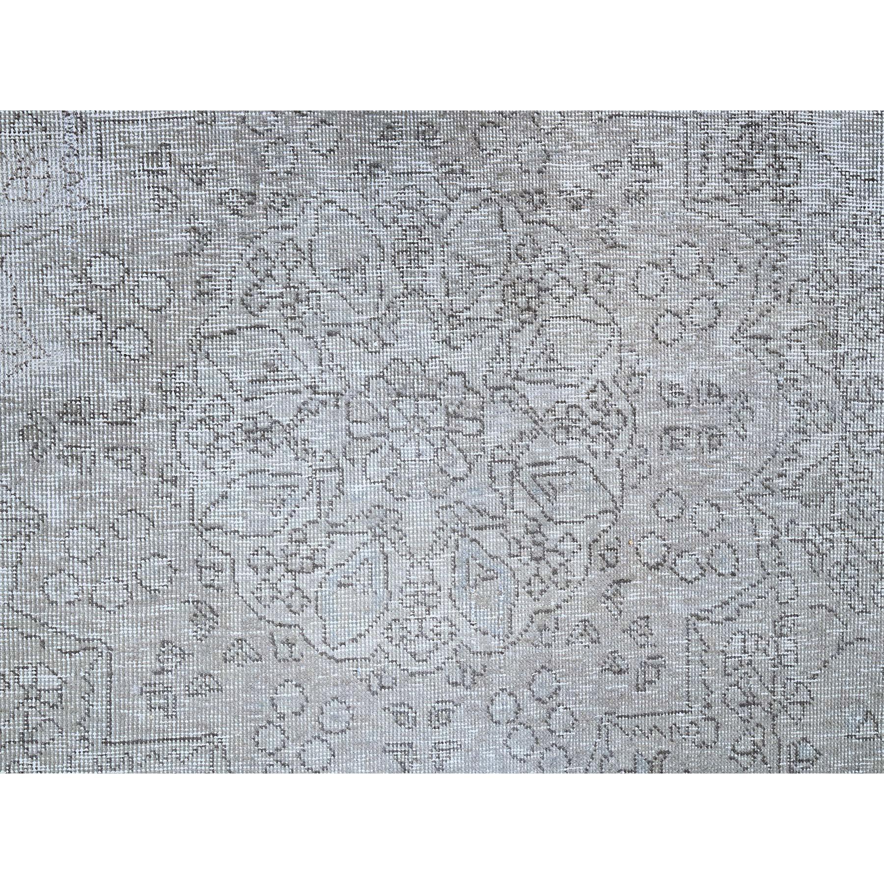 Gray Old Persian Tabriz All Over Design Worn Wool Rustic Look Hand Knotted Rug For Sale 4