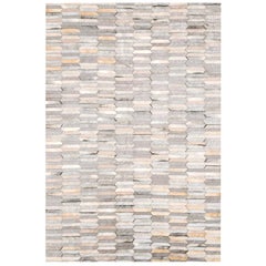Gray Olio Small Cowhide and Viscose Area Floor Rug XX-Large