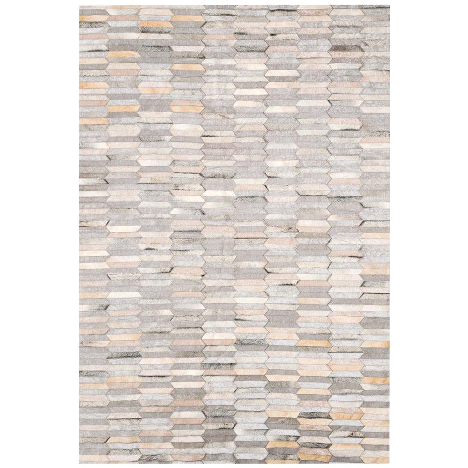 Gray Olio Small Cowhide & Viscose Area Floor Rug Small For Sale