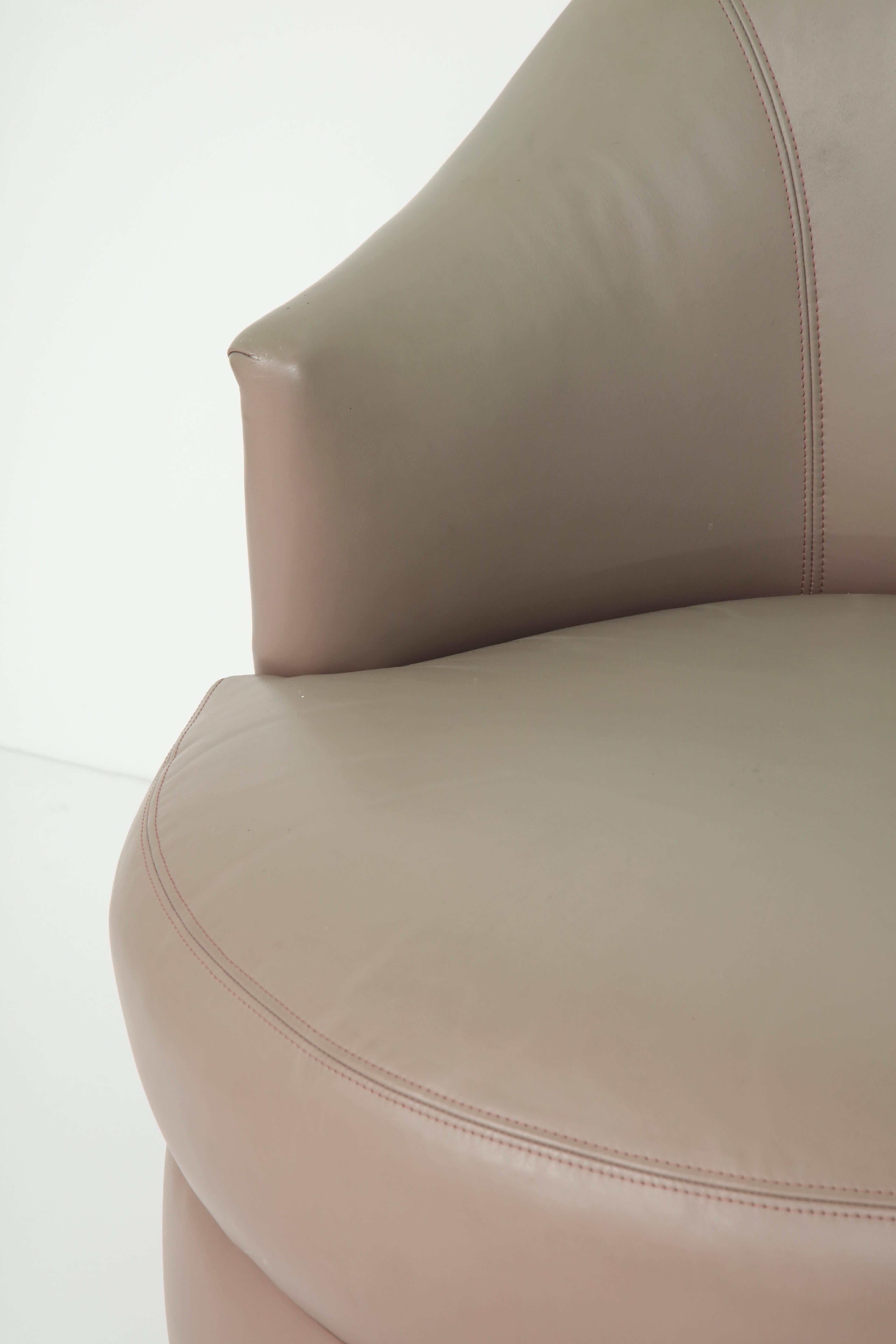 Brass Gray Ombre Leather Chair by Steve Chase For Sale