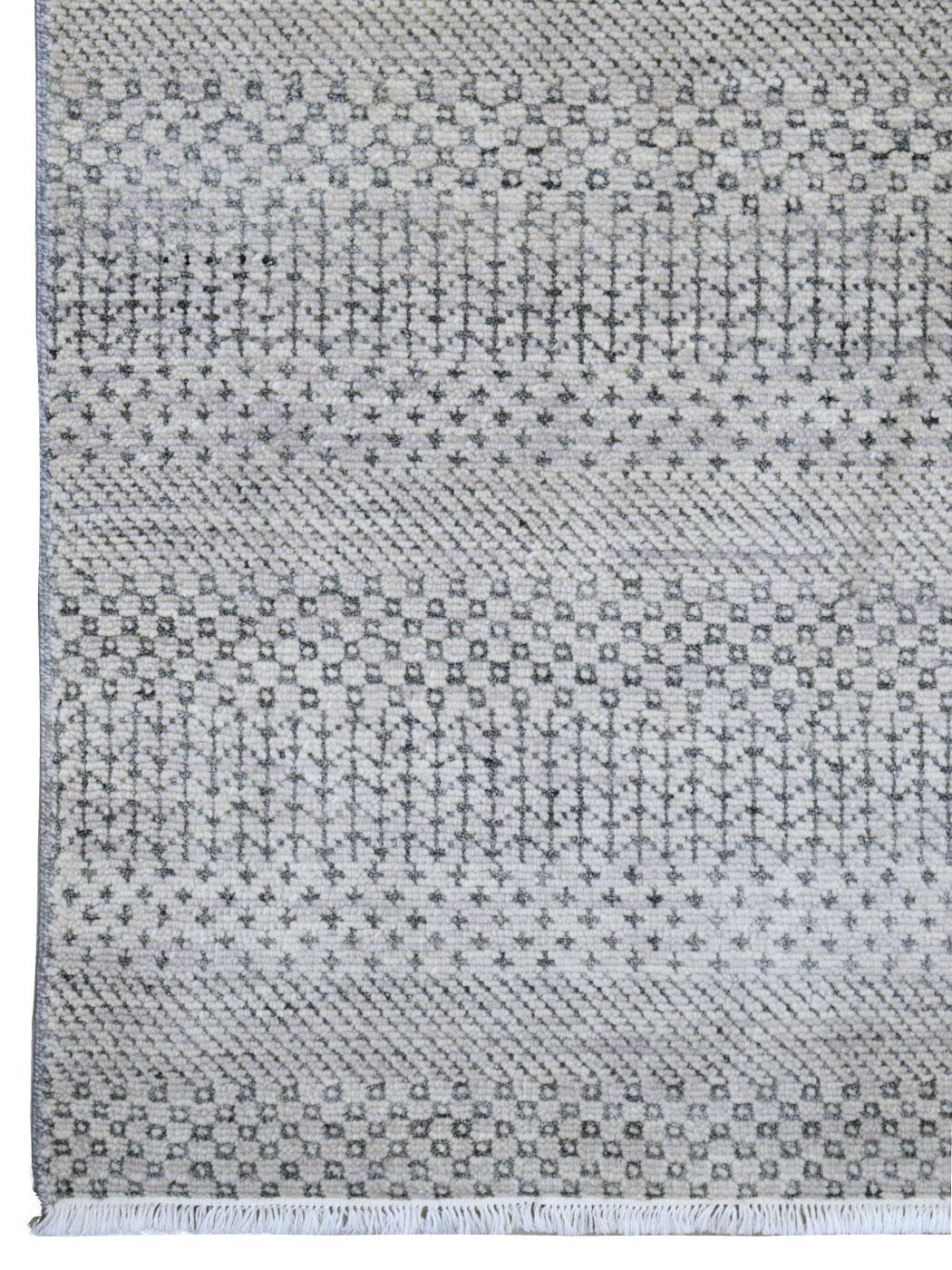 Indian Grey on Grey Modern Hand-Knotted Wool Carpet, 6' x 9' For Sale