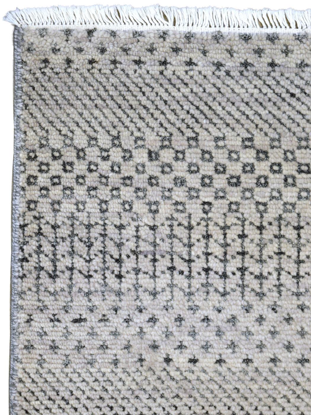 Vegetable Dyed Gray on Gray Modern Hand-Knotted Wool Carpet, 6' x 9' For Sale