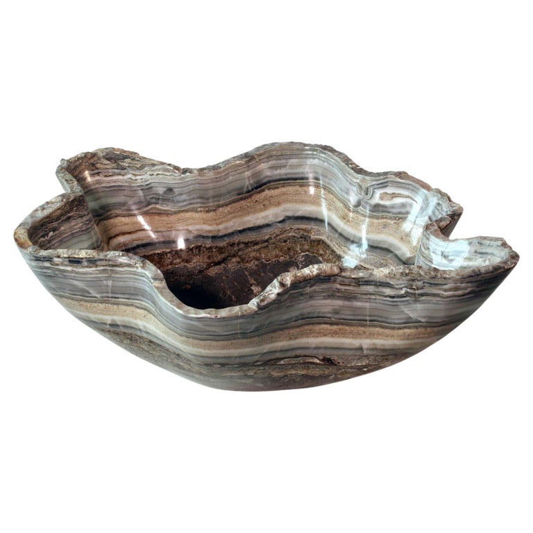 Gray Onyx Decorative Stone Bowl For Sale at 1stDibs