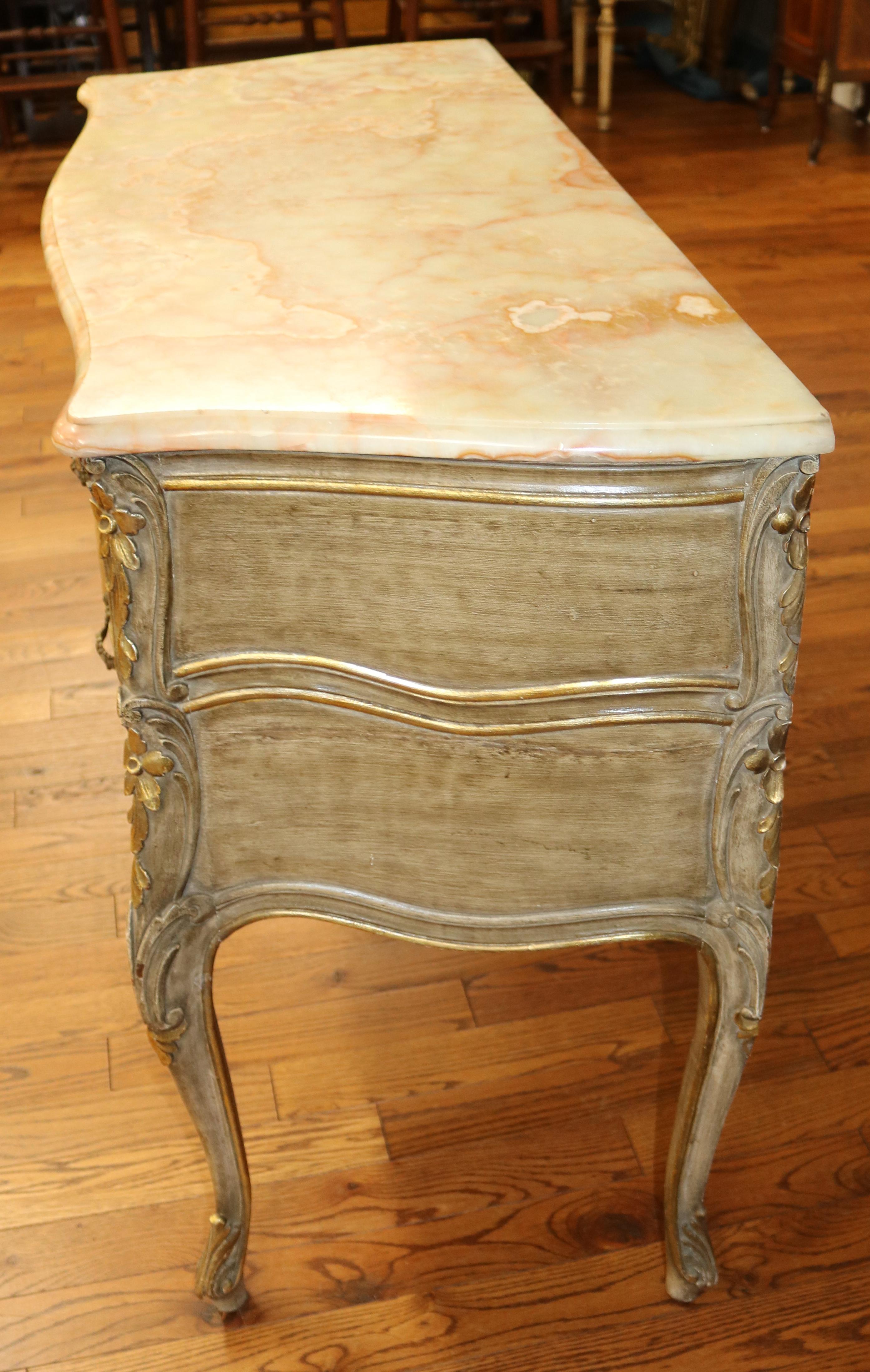 Gray Onyx Top Gustavian Style Chest of Drawers Dresser Commode  For Sale 6