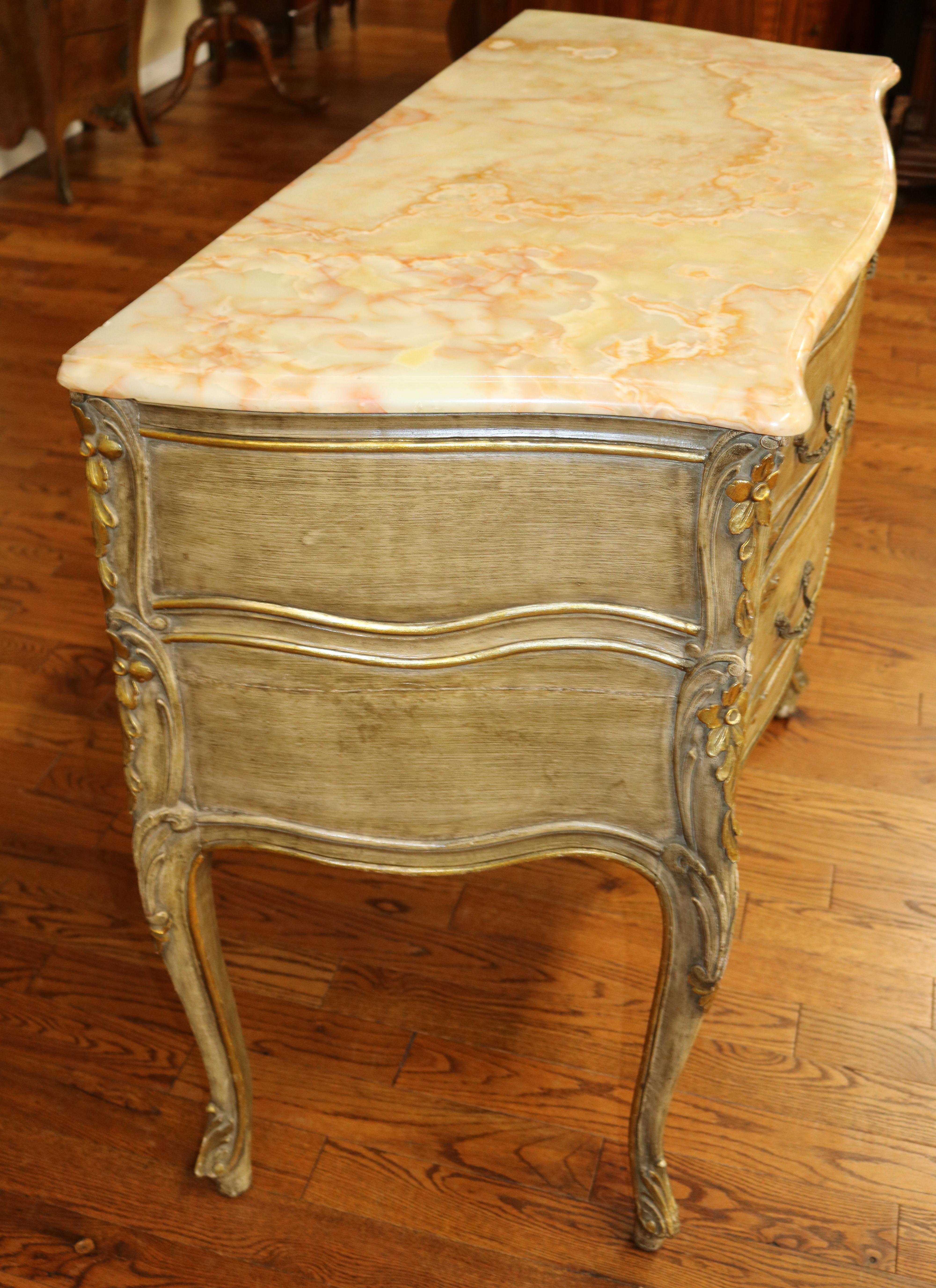Gray Onyx Top Gustavian Style Chest of Drawers Dresser Commode  For Sale 3