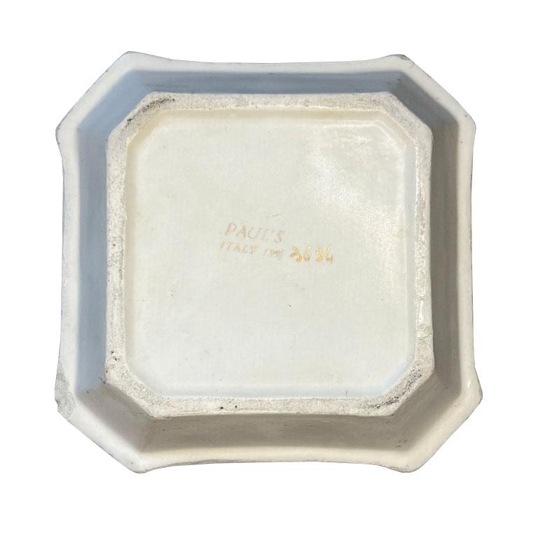 20th Century Gray or Purple Italian Trinket Dish with Raised White Motif - Italy For Sale