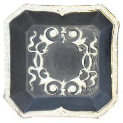 Gray or Purple Italian Trinket Dish with Raised White Motif - Italy
