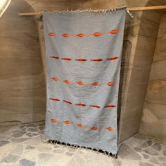 Gray Orange Wool Fish Blanket Vintage