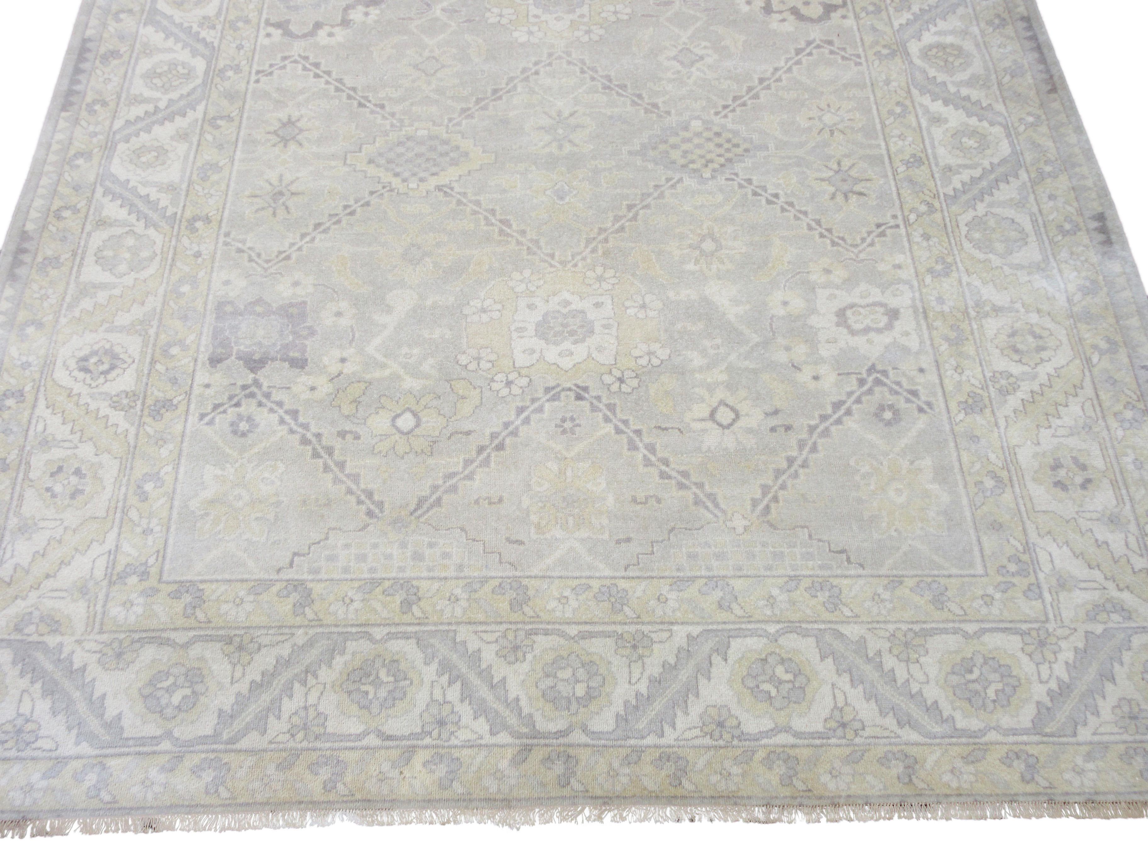 Indian Gray Oushak Area Rug For Sale