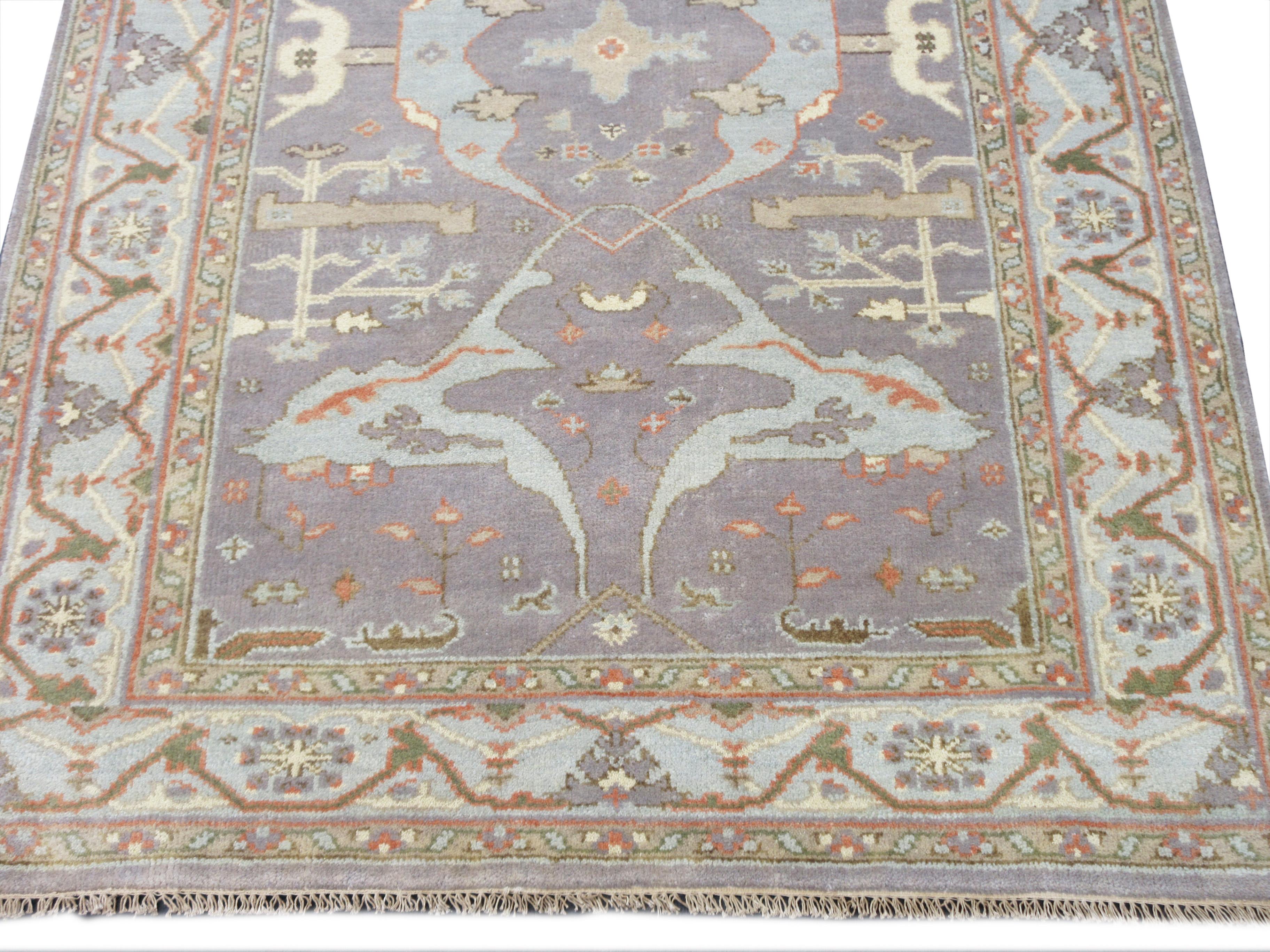 Indian Grey Oushak Area Rug For Sale