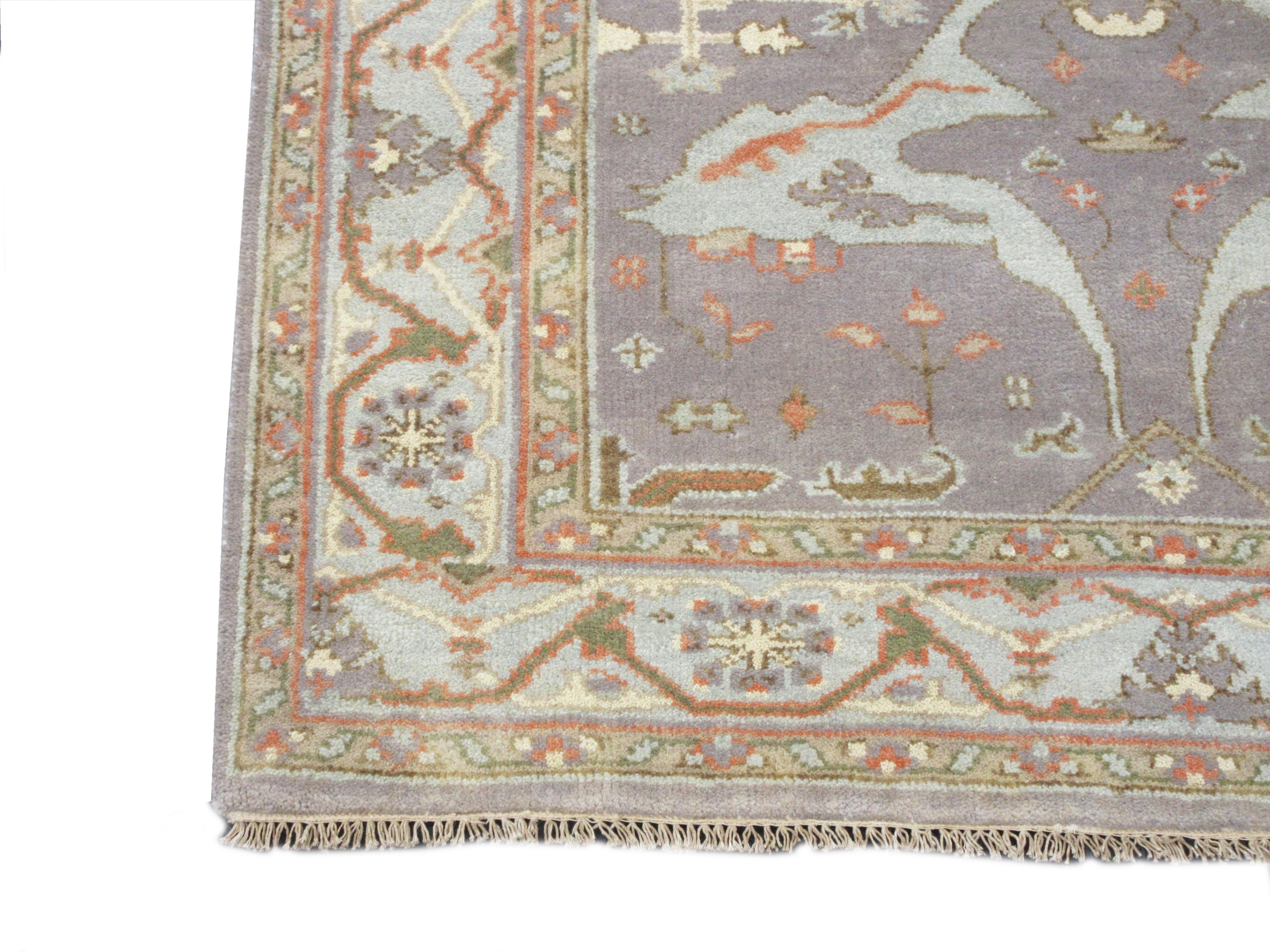 Hand-Knotted Grey Oushak Area Rug For Sale