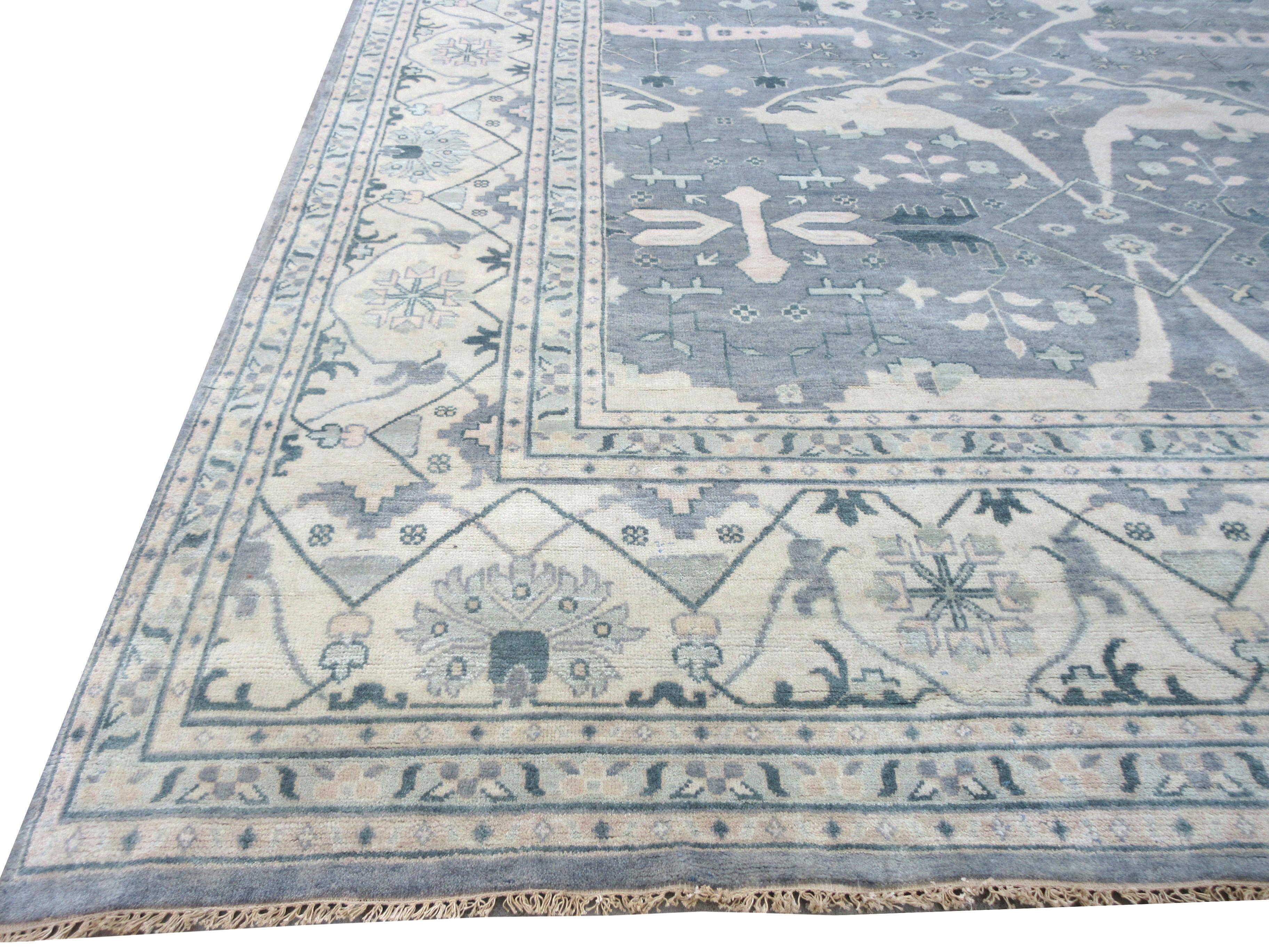 Gray Oushak Area Rug In New Condition For Sale In Laguna Hills, CA