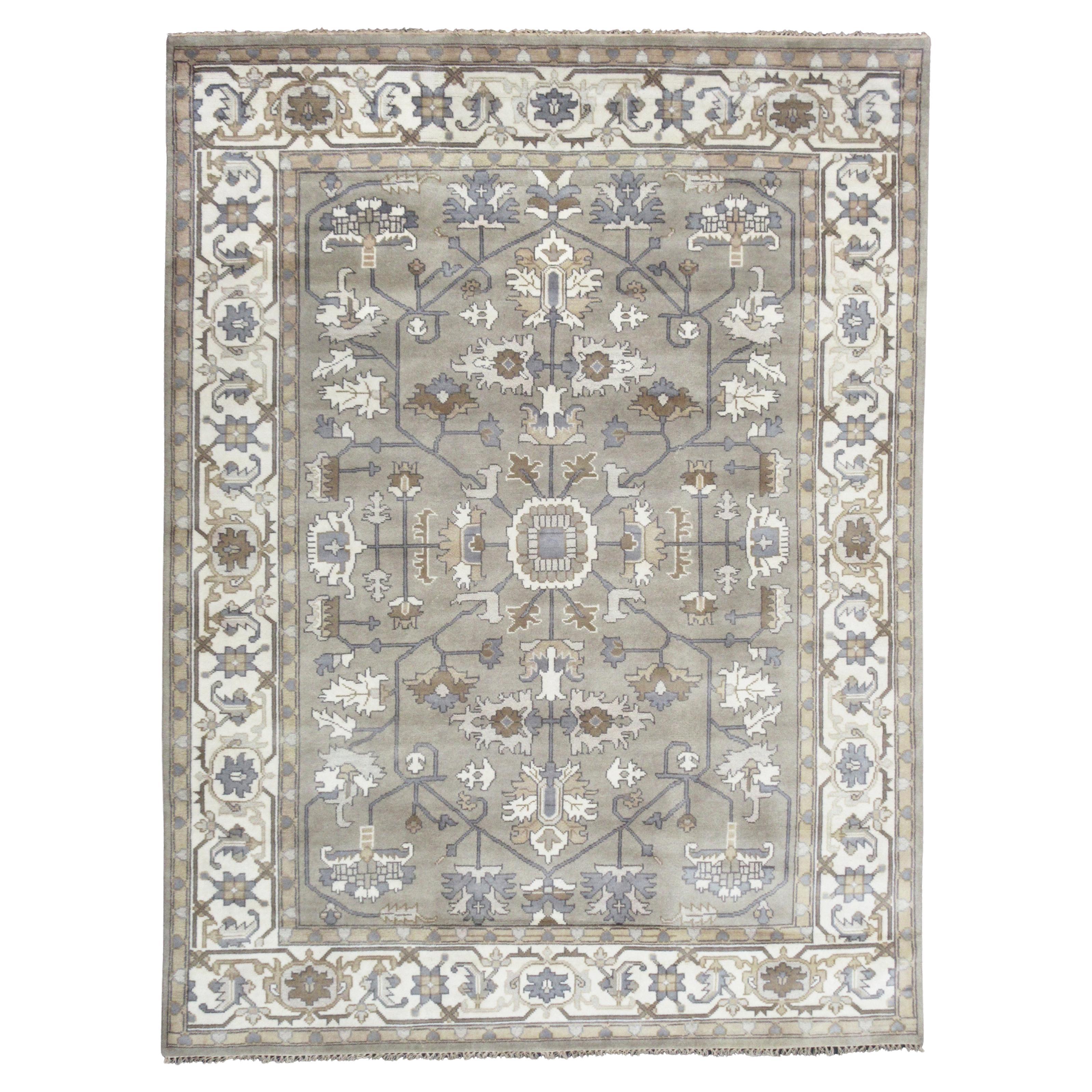 Gray Oushak Serapi Area Rug