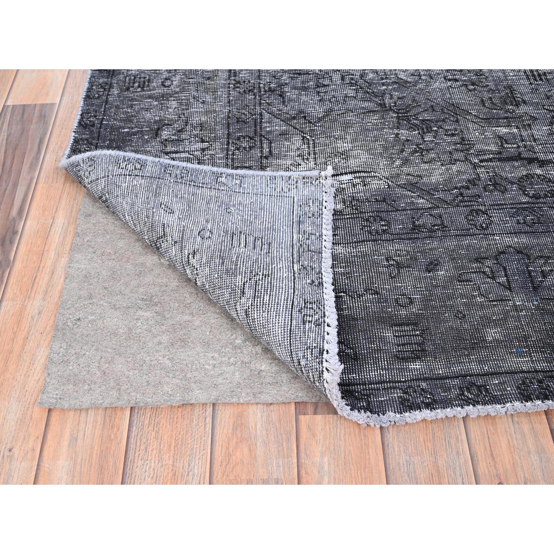 Gray Overdyed Worn Wool Hand Knotted Vintage Persian Tabriz Distressed Look Rug In Fair Condition For Sale In Carlstadt, NJ