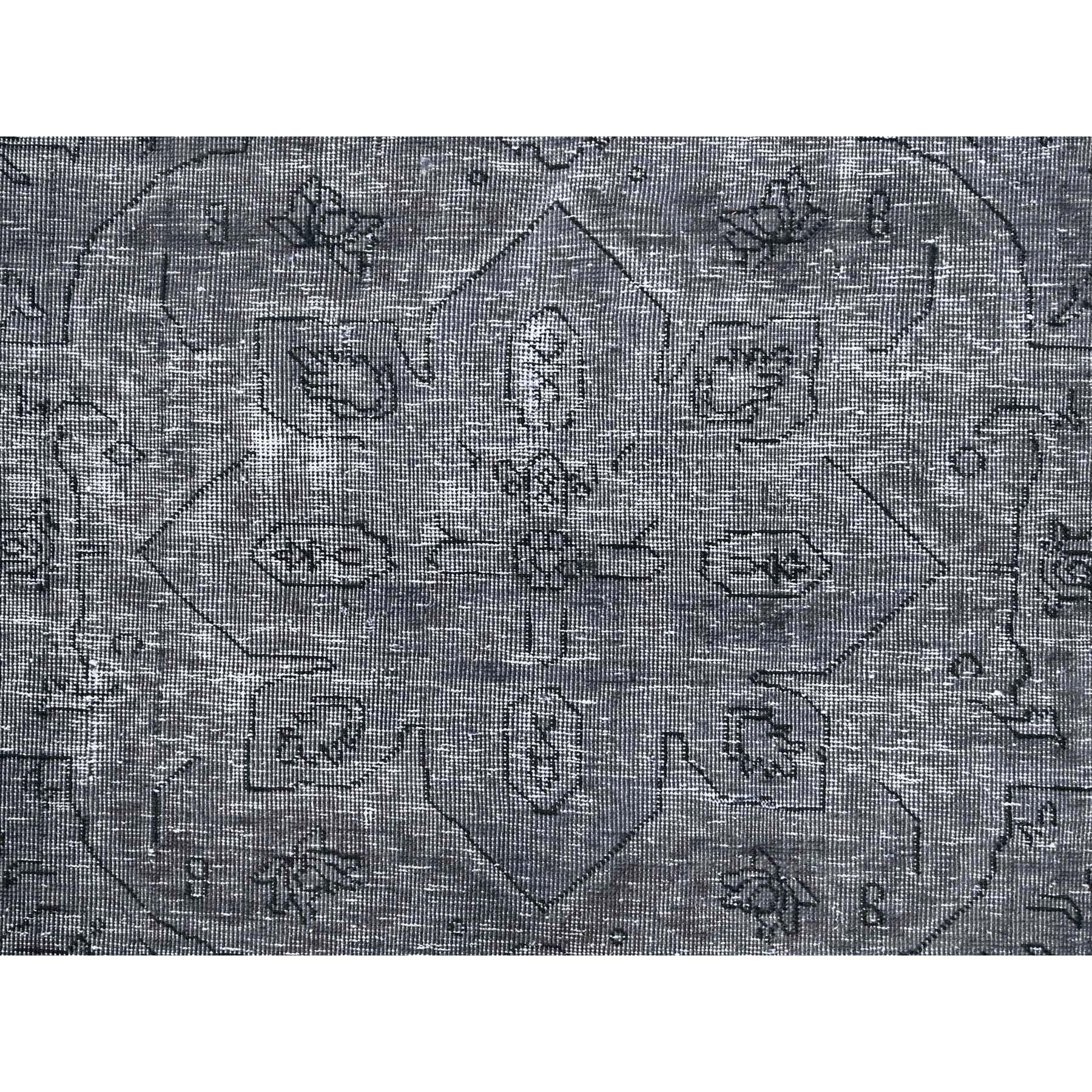 Gray Overdyed Worn Wool Hand Knotted Vintage Persian Tabriz Distressed Look Rug For Sale 3