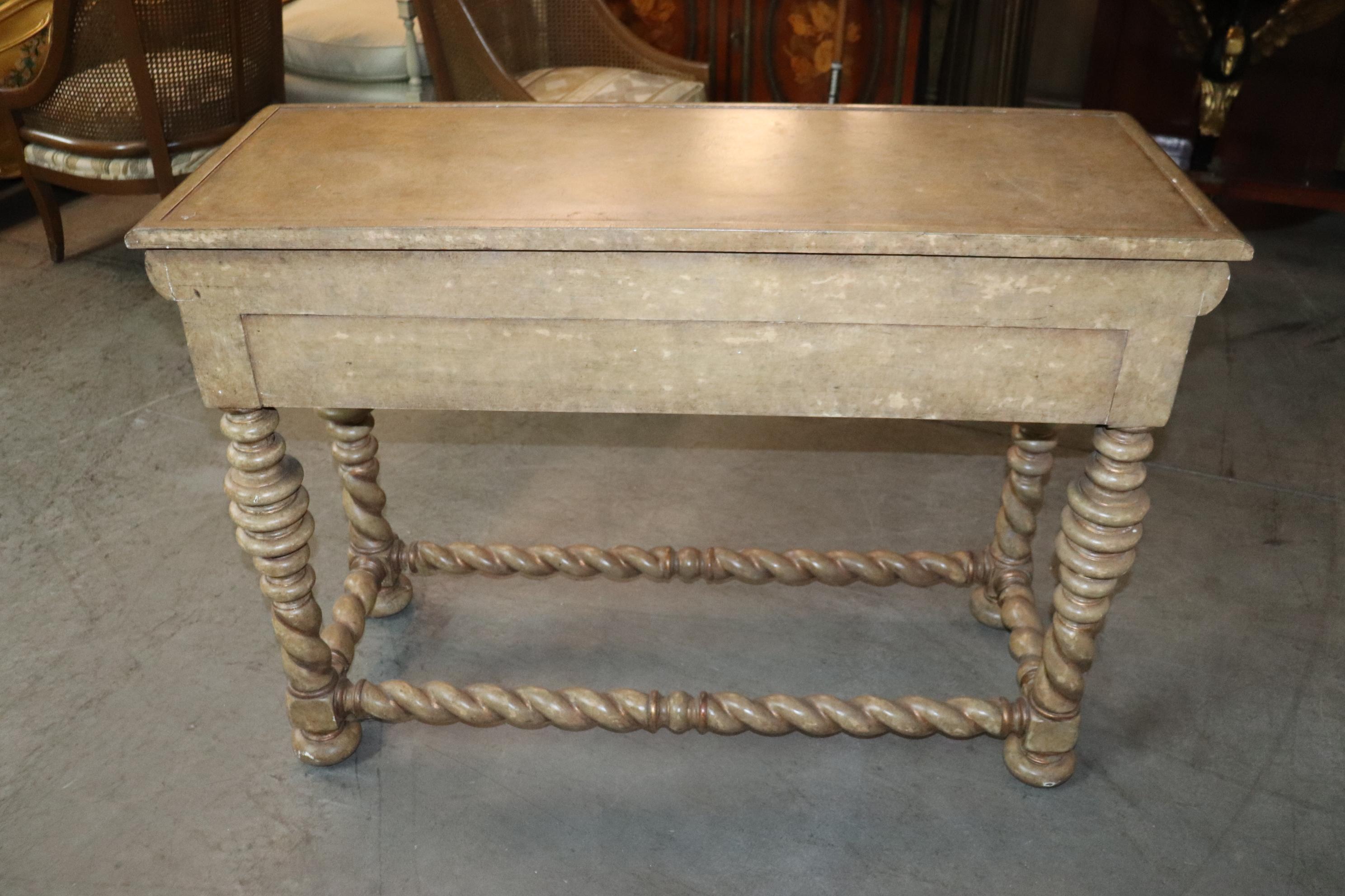Gray Paint Decorated Barley Twist 2 Drawer Console Table For Sale 10