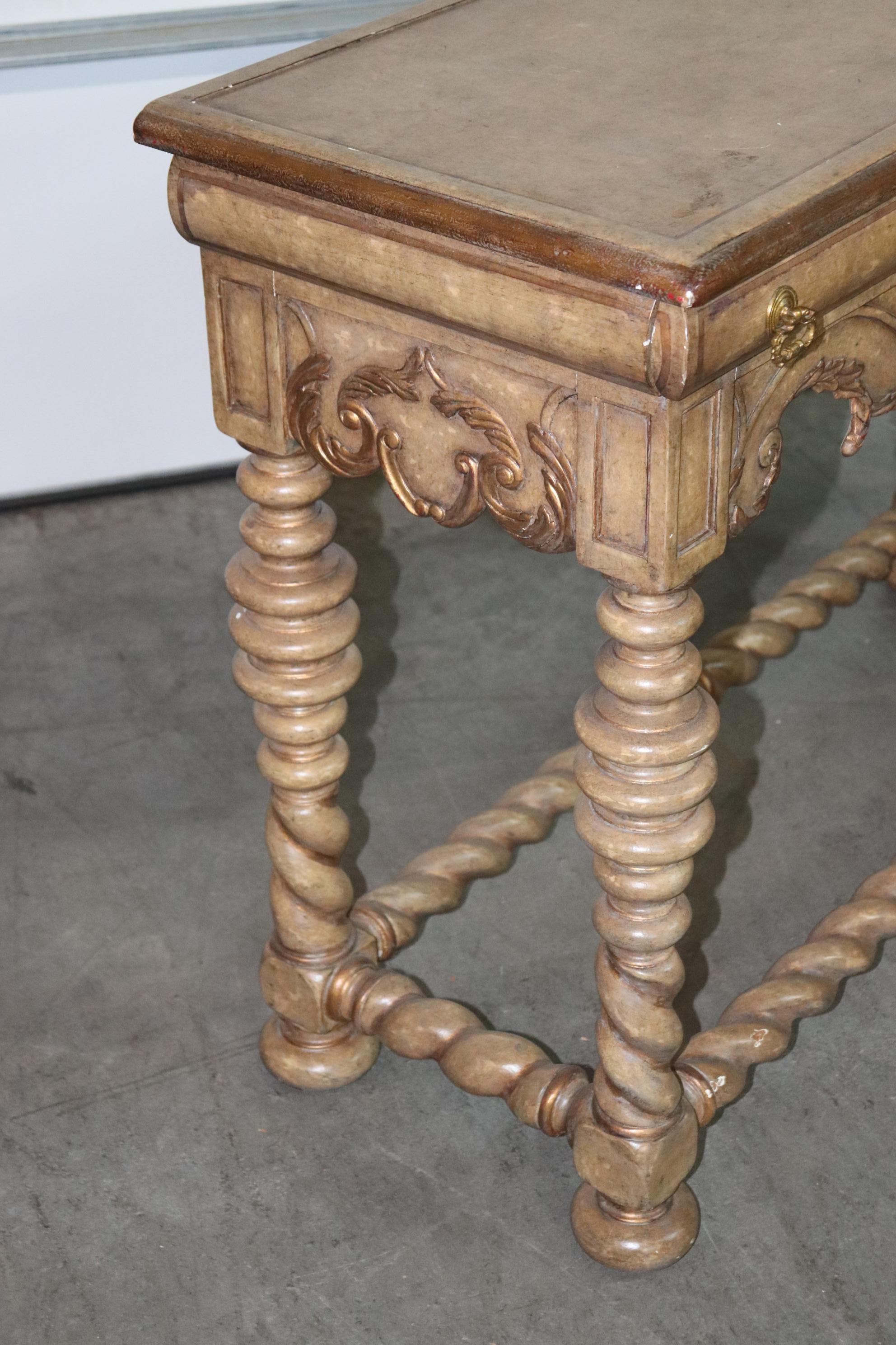 Unknown Gray Paint Decorated Barley Twist 2 Drawer Console Table For Sale
