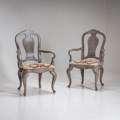Gray-Painted Armchairs, 19th Century