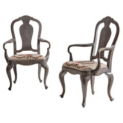 Gray-Painted Armchairs, 19th Century