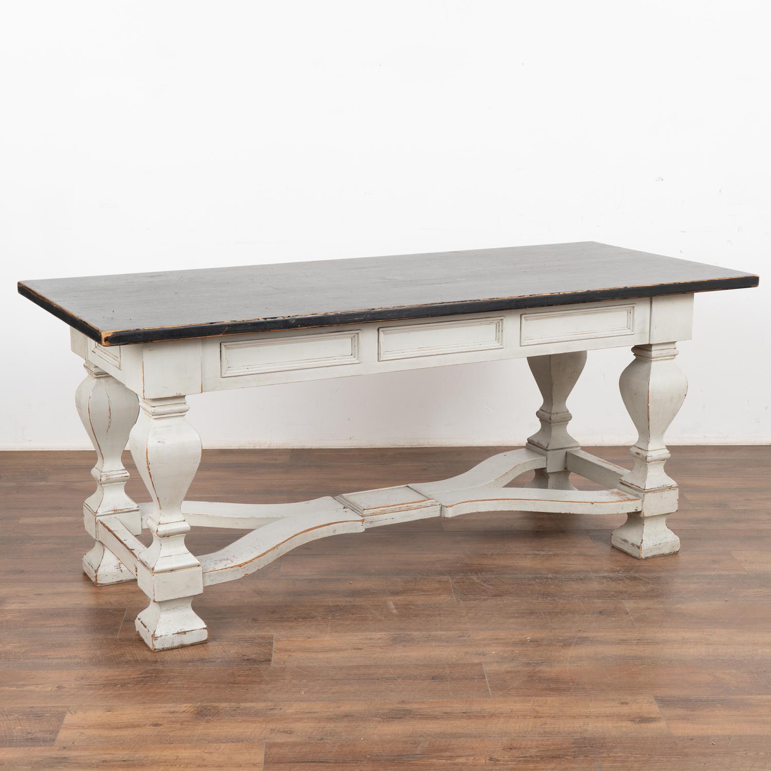 Gray Painted Baroque Library Console Table, Denmark circa 1860-80 For Sale 6