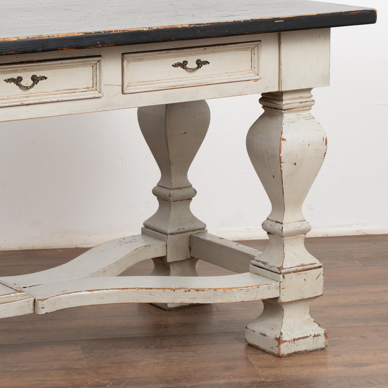 Gray Painted Baroque Library Console Table, Denmark circa 1860-80 For Sale 1