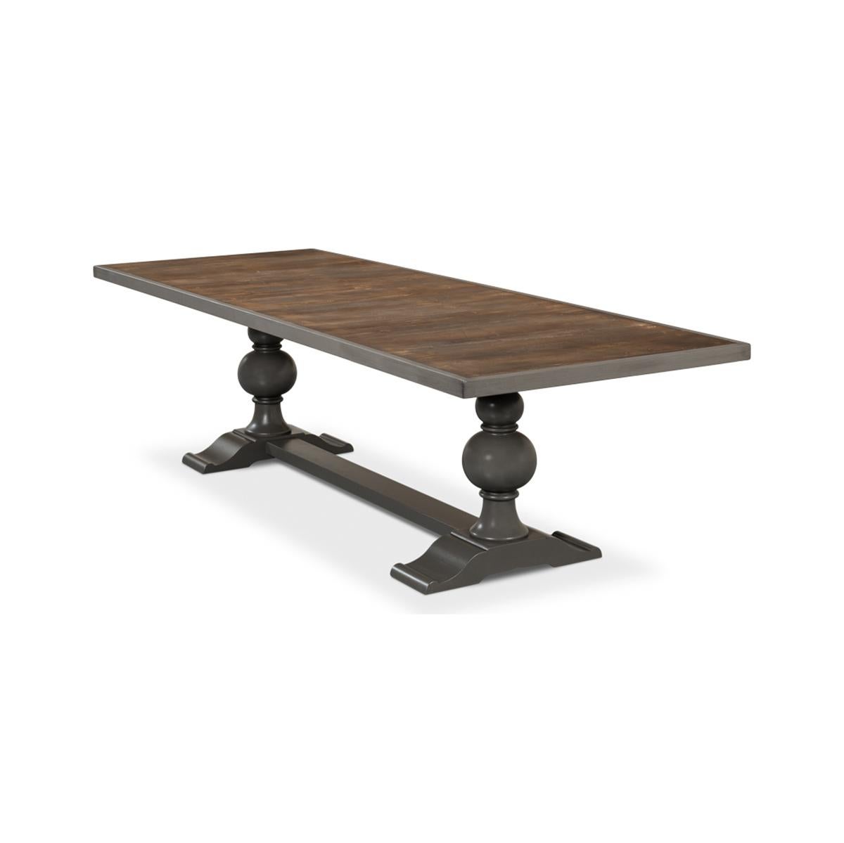 Asian Gray Painted Baroque Style Dining Table For Sale