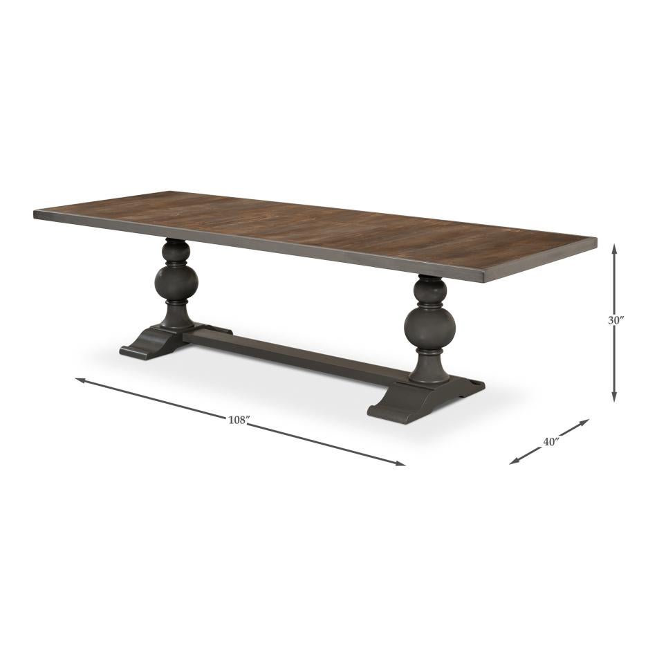 Gray Painted Baroque Style Dining Table For Sale 2
