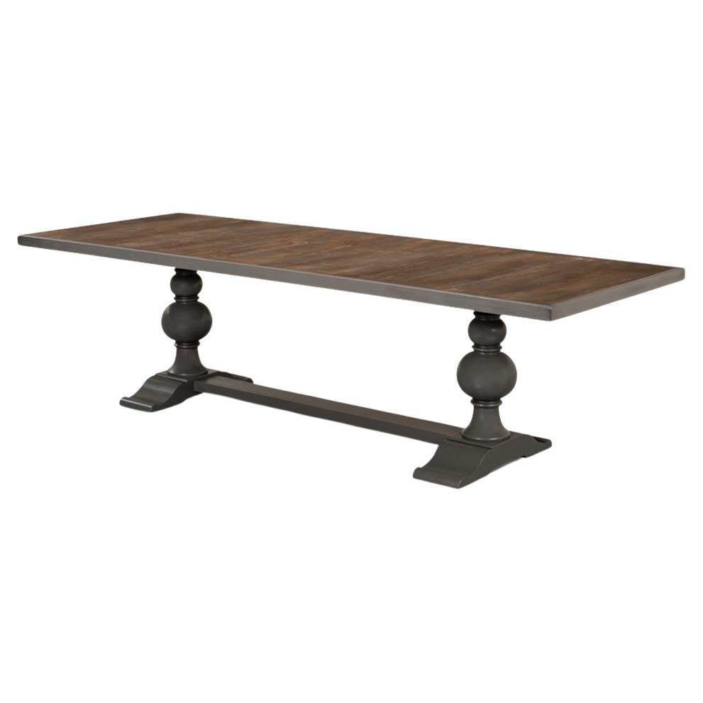 Gray Painted Baroque Style Dining Table For Sale