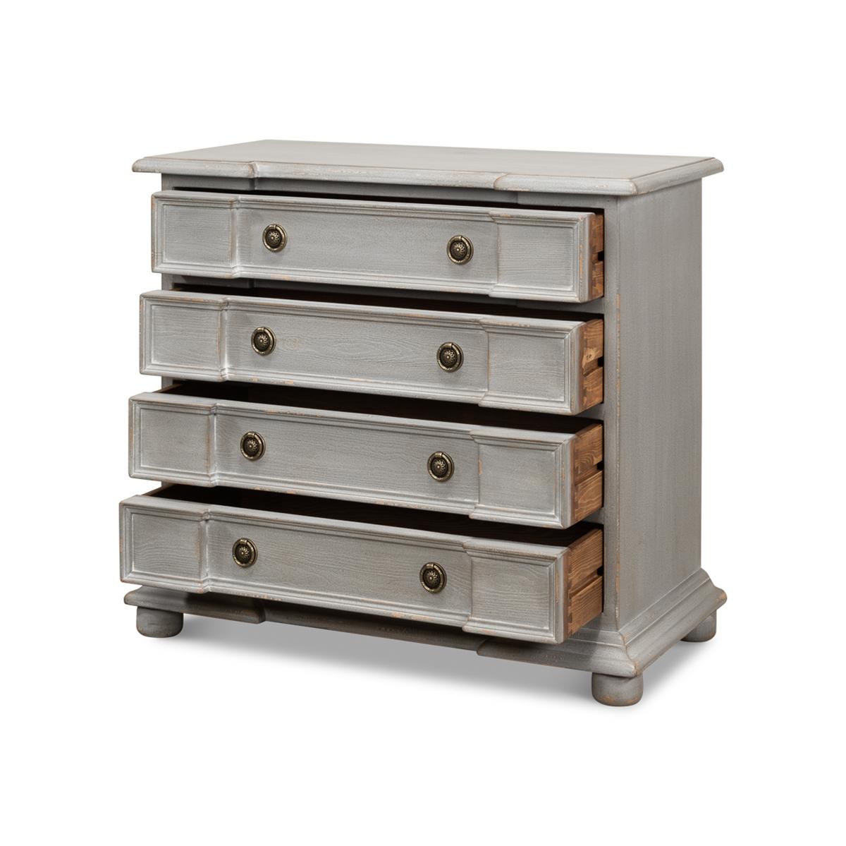 Rustic Gray Painted European Commode For Sale