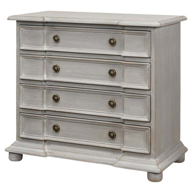Rustic White Painted European Commode For Sale at 1stDibs