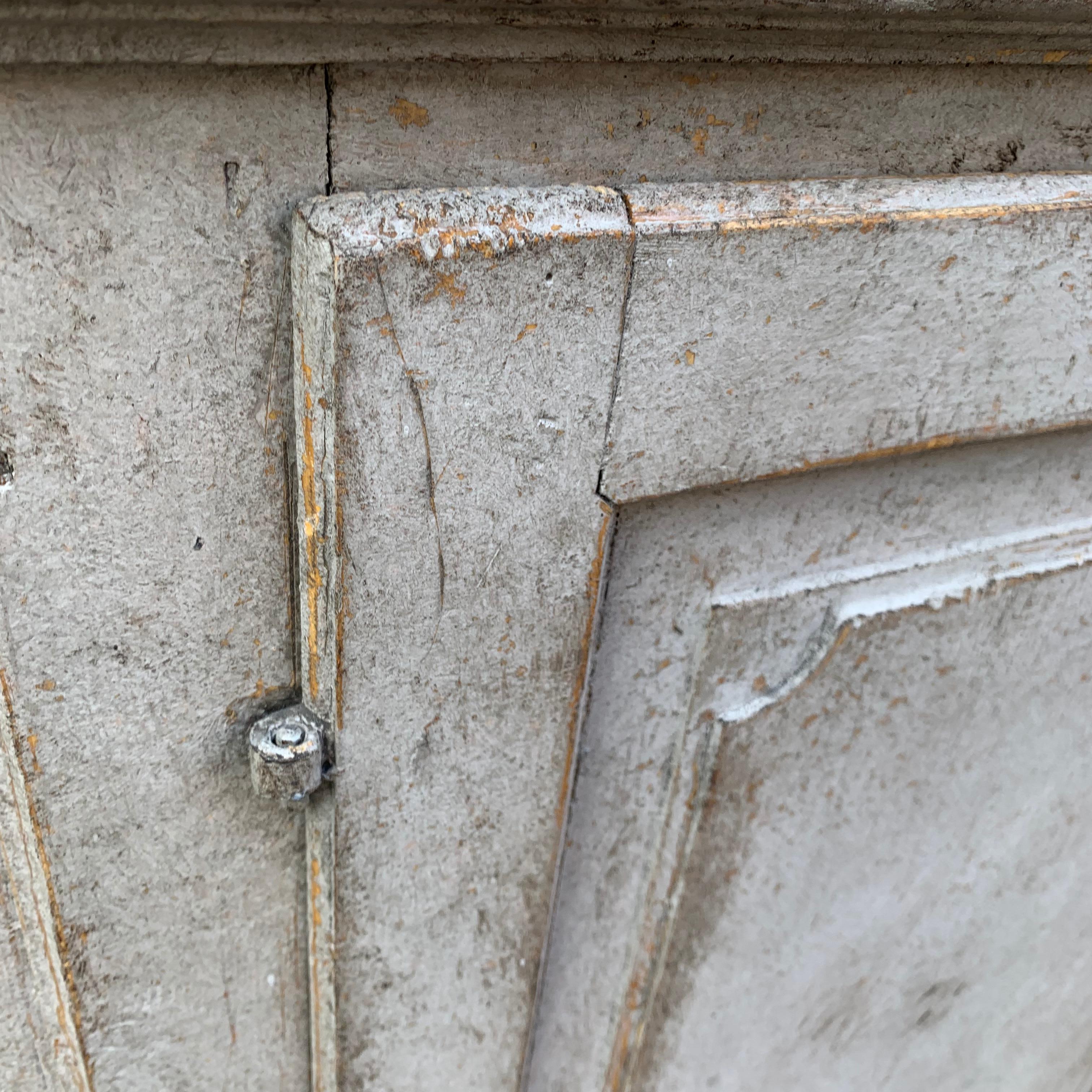 Gray Painted Gustavian Two-Piece Cabinet or Cupboard, Sweden, Early 19th Century 10