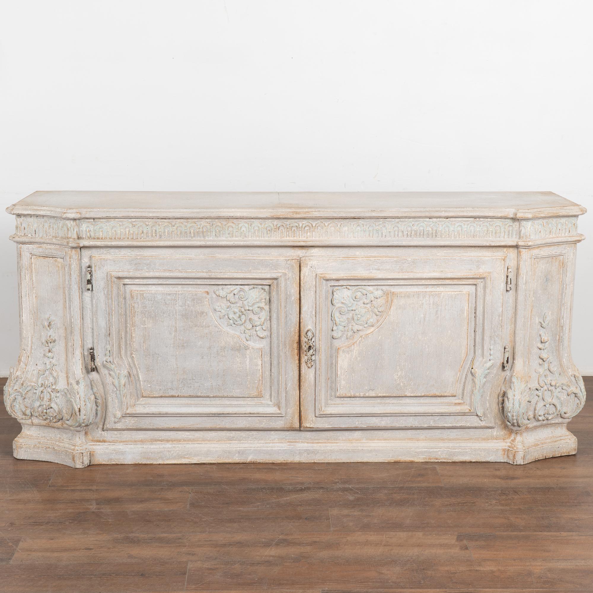 Gray Painted Italian Sideboard Buffet, circa 1860-80 In Good Condition In Round Top, TX