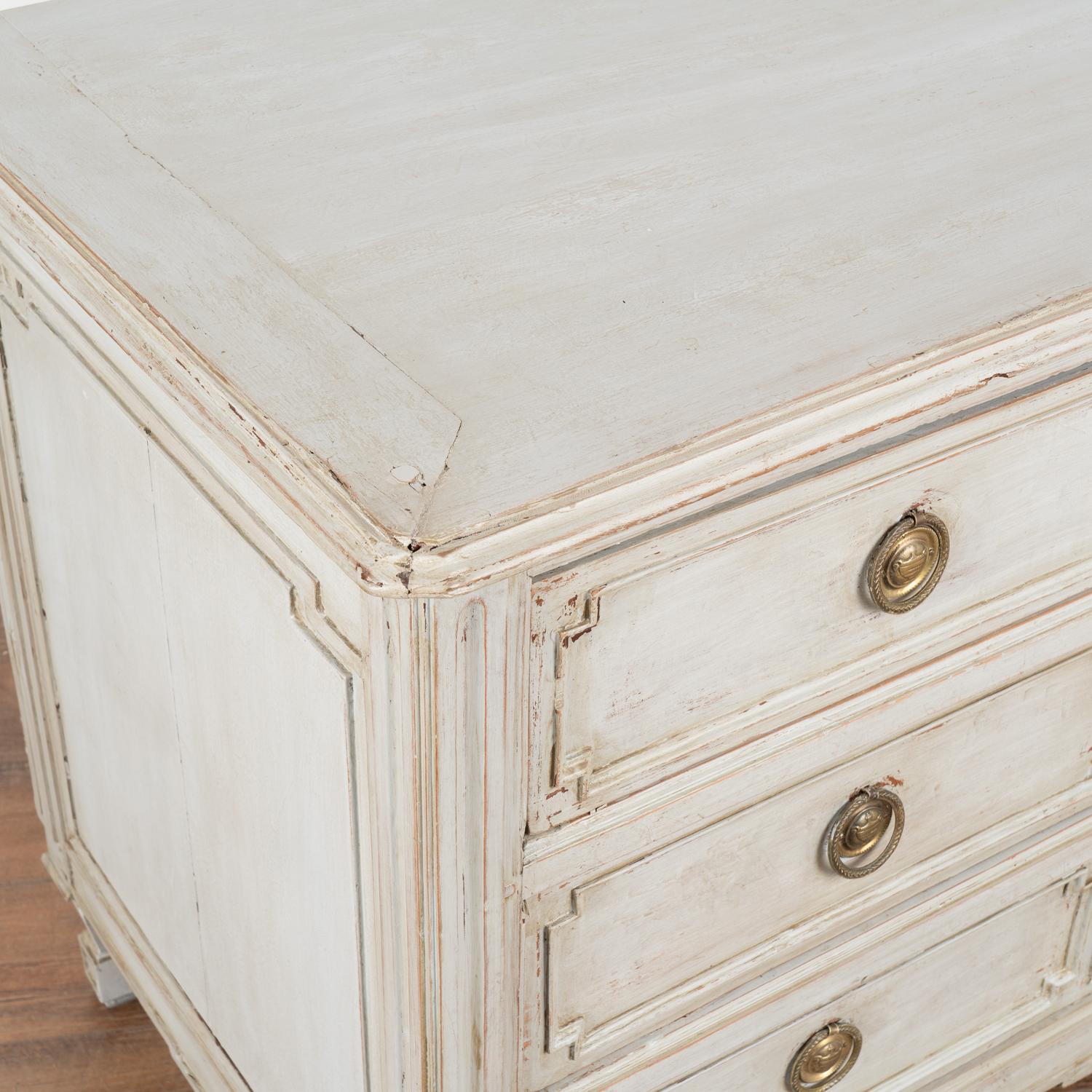 19th Century Gray Painted Large Chest of Three Drawers, France circa 1820-40 For Sale