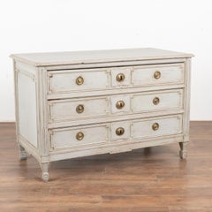Gray Painted Large Chest of Three Drawers, France circa 1820-40