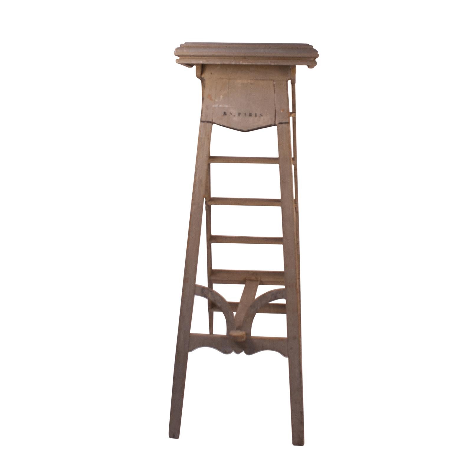 French Gray Painted Library Ladder, France, circa 1880
