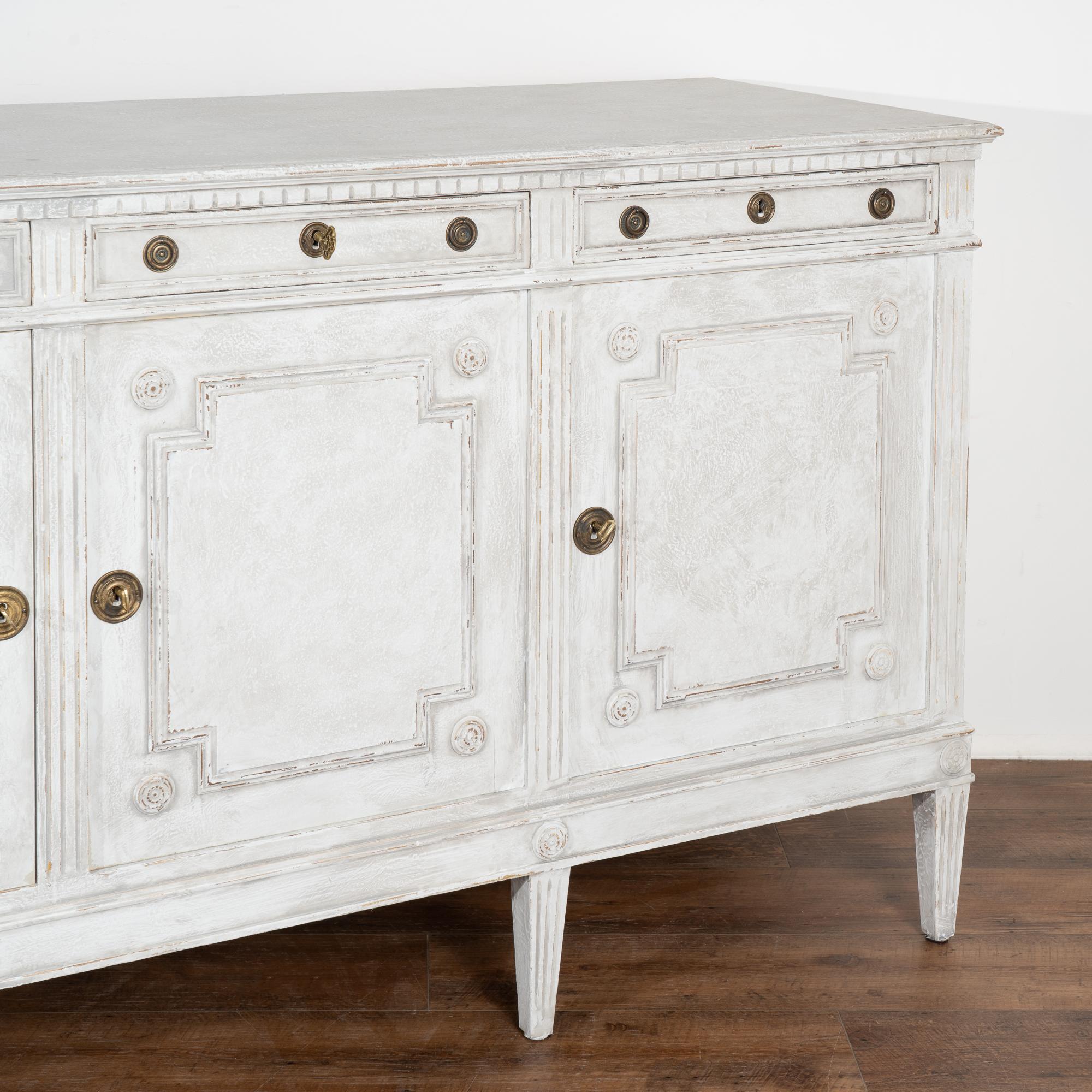 Gray Painted Long Sideboard Buffet from Denmark, circa 1920 3