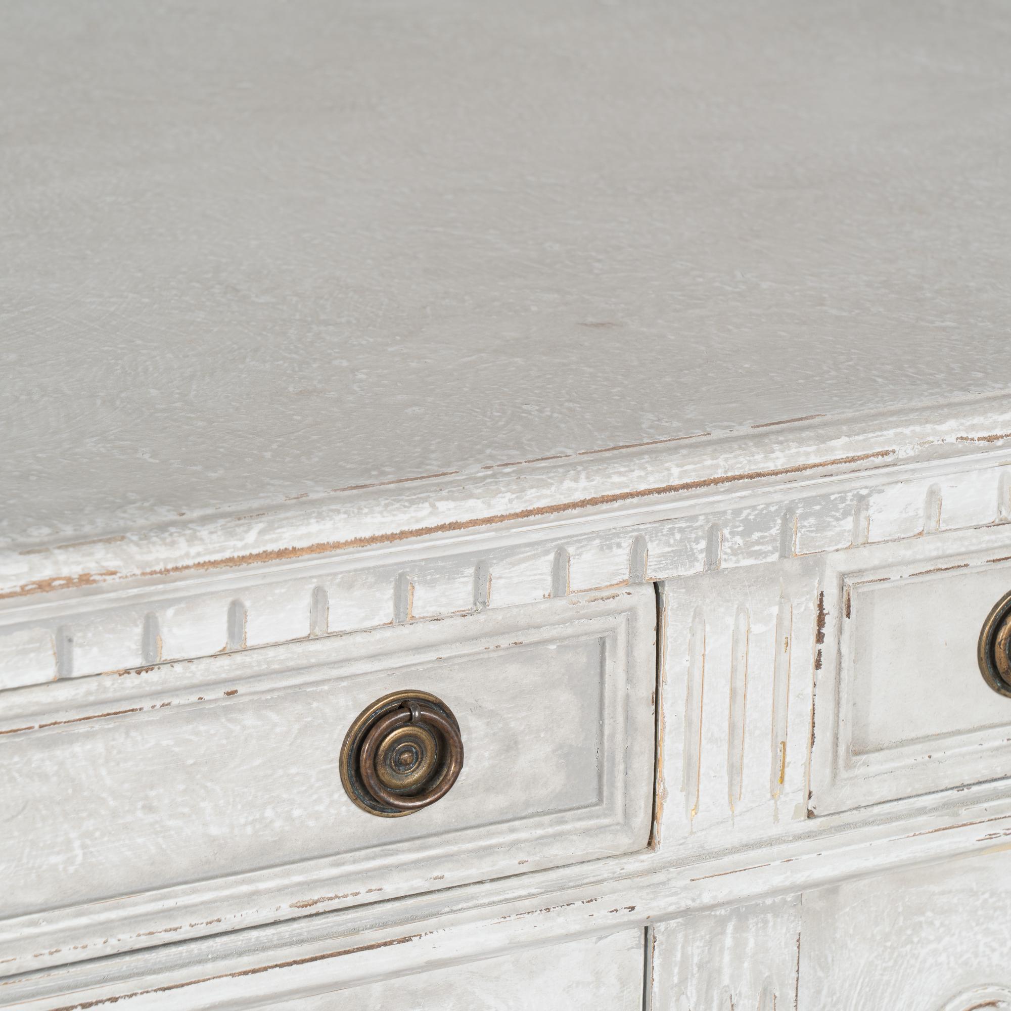 Gray Painted Long Sideboard Buffet from Denmark, circa 1920 4