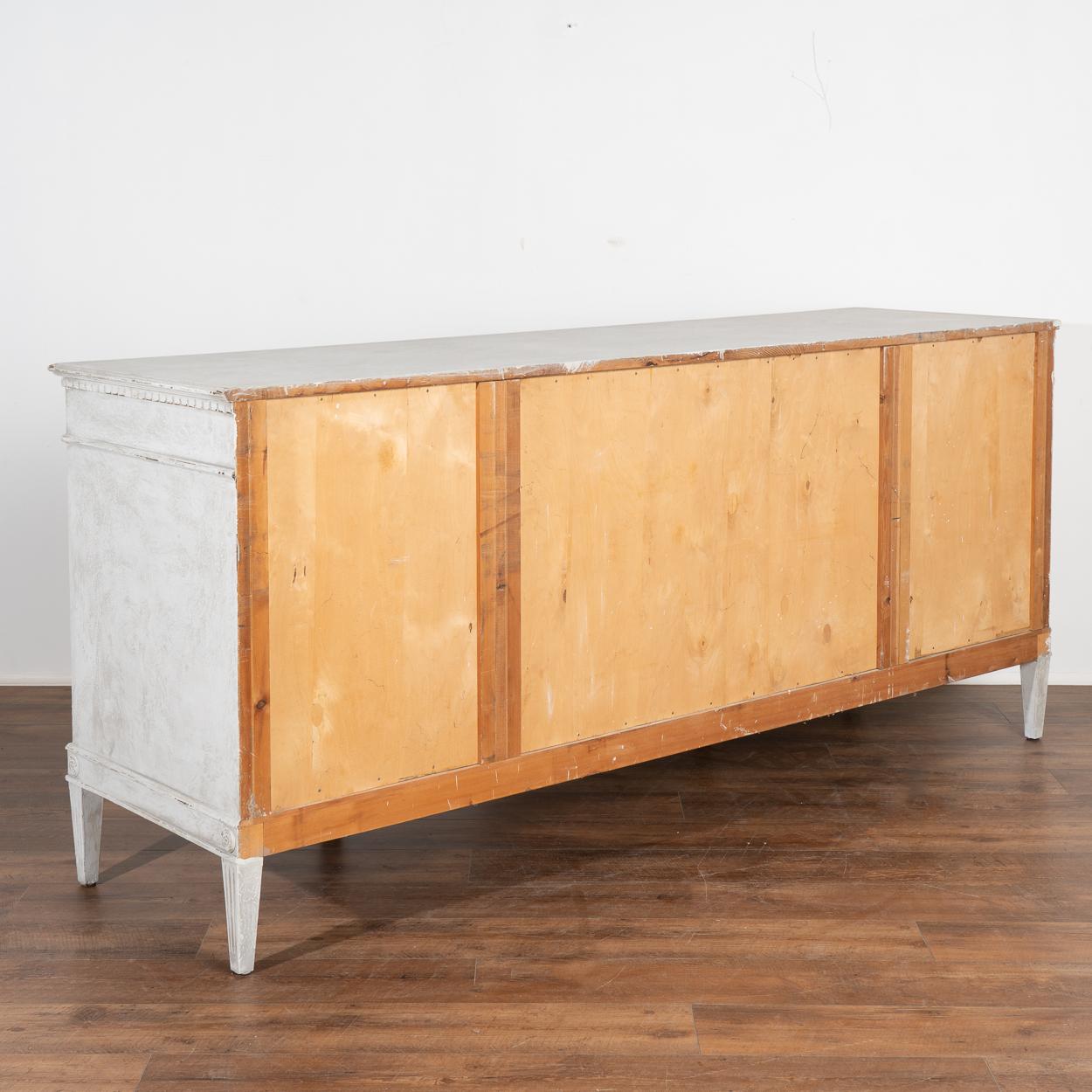 Gray Painted Long Sideboard Buffet from Denmark, circa 1920 6