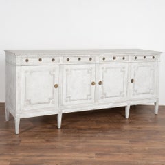 Gray Painted Long Sideboard Buffet from Denmark, circa 1920