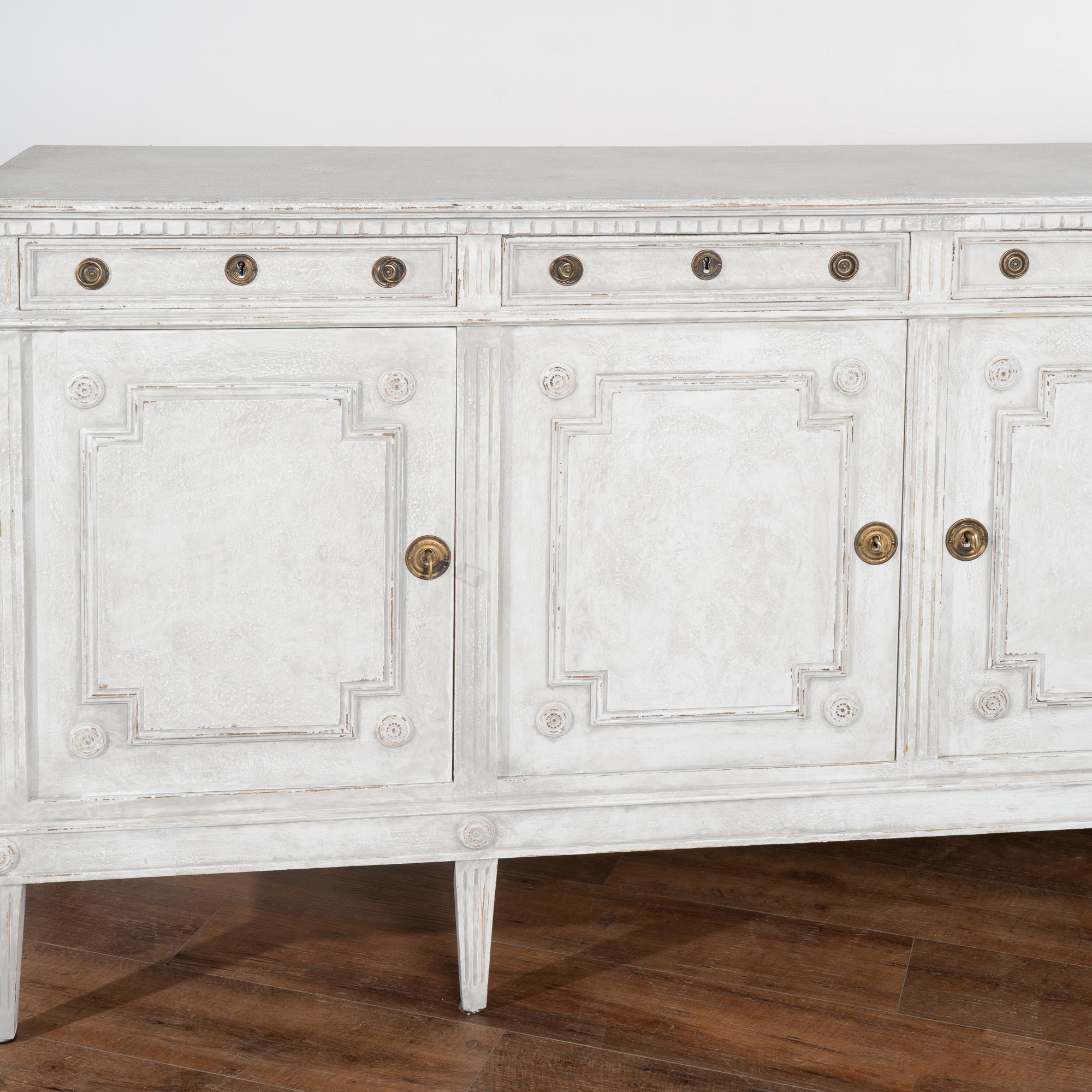 Gray Painted Long Sideboard Buffet from Denmark, circa 1920 2