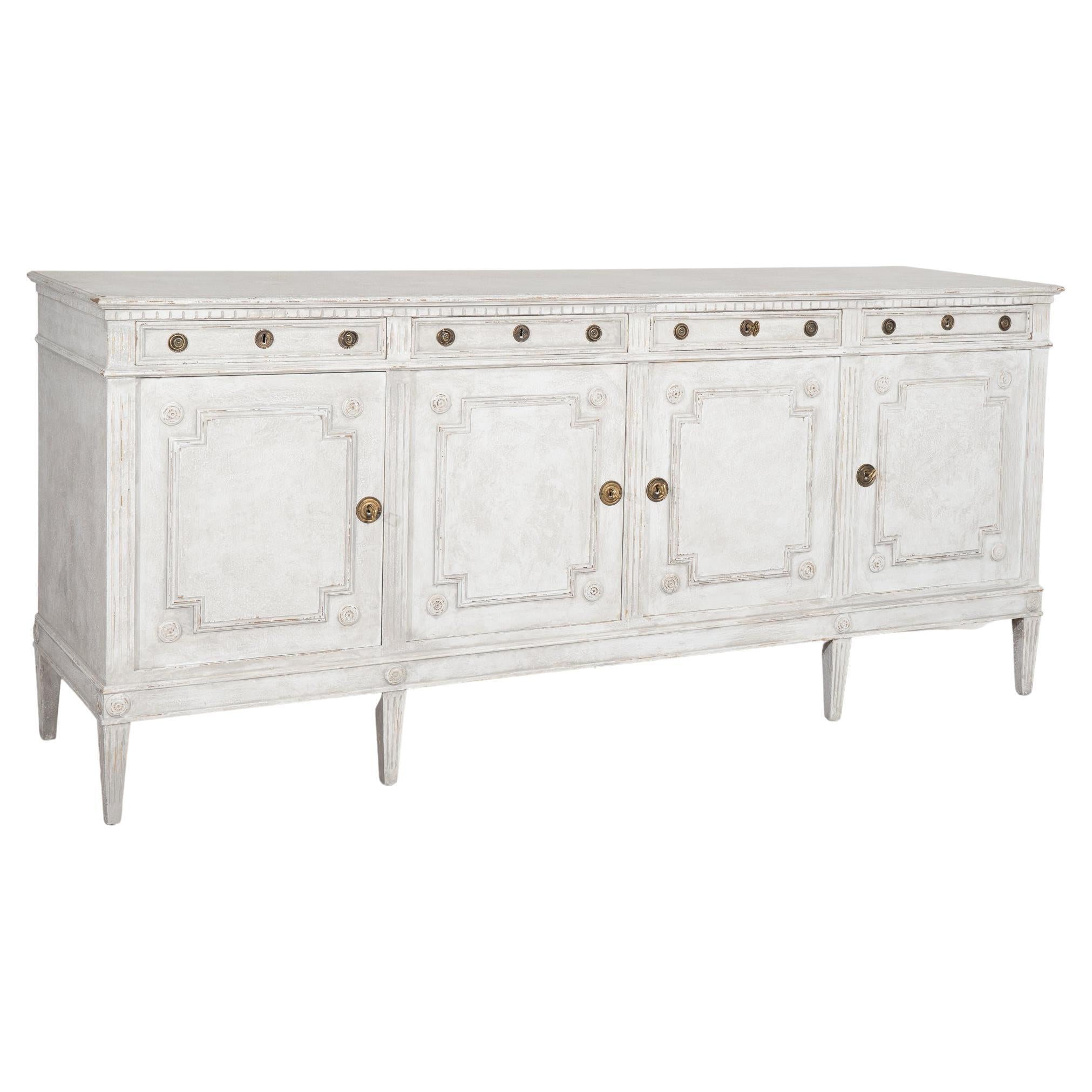 Gray Painted Long Sideboard Buffet from Denmark, circa 1920
