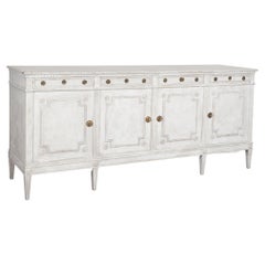 Vintage Gray Painted Long Sideboard Buffet from Denmark, circa 1920