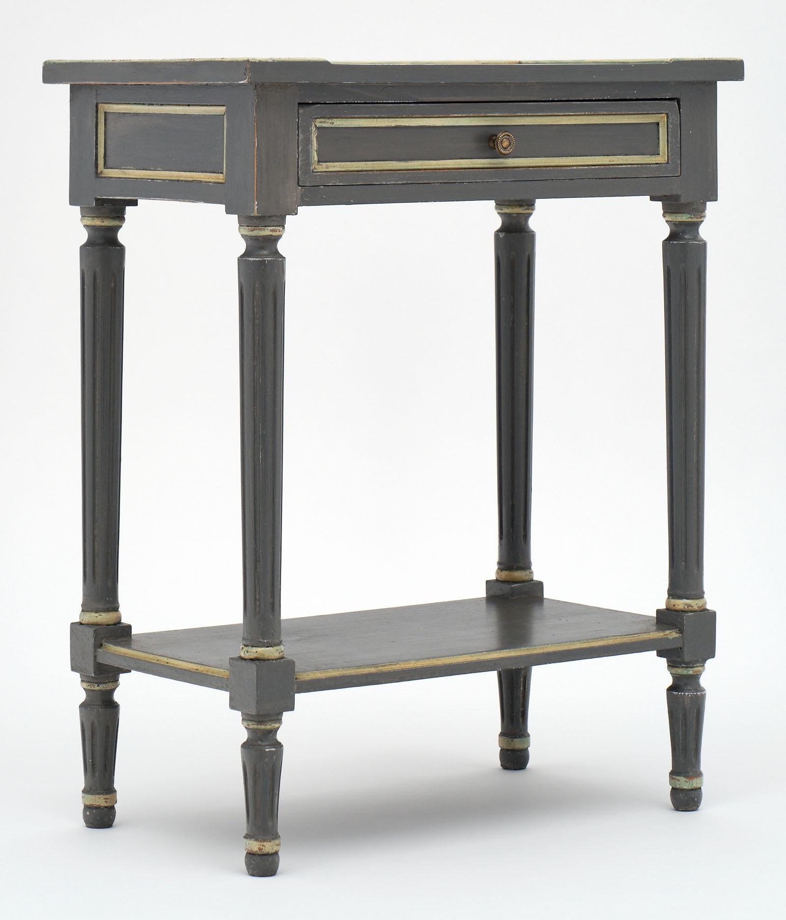 Wood Gray Painted Louis XVI Style Side Tables